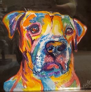 Hand painted watercolor portrait of a dog